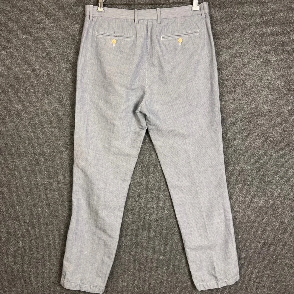 Banana Republic Kentfield Pant Mens 33x32 Blue Excellent Seersucker Pinstripe